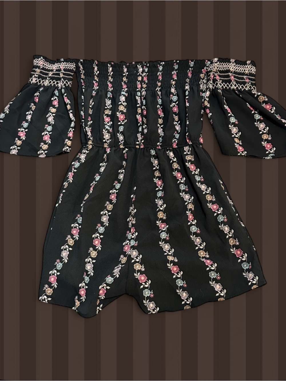 Black Floral Off-Shoulder Romper